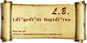 Légrádi Boglárka névjegykártya